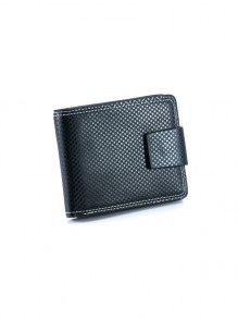 Luxusní pánská peněženka UnoUnoUno černá s embosovaným geometrickým vzorem a kontrastním prošitím se zapínáním na druk